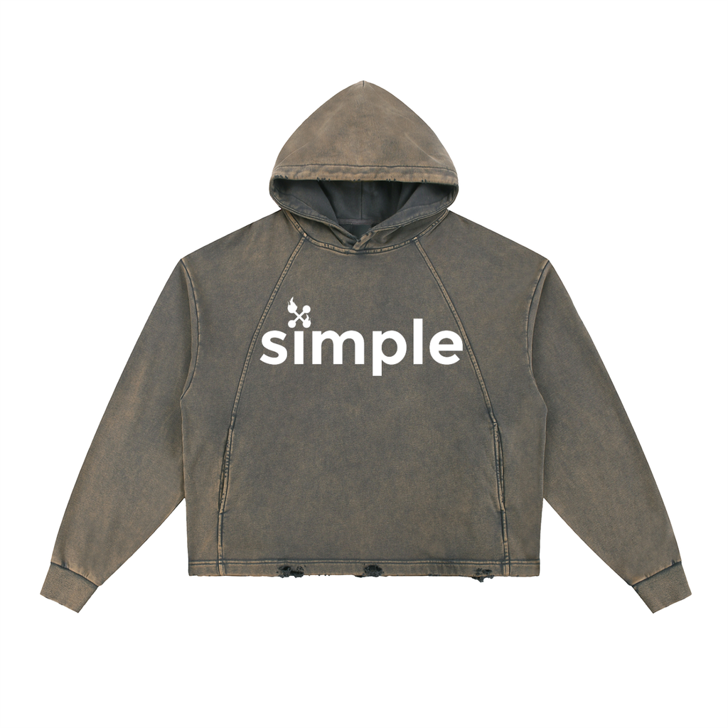 Vintage Washed Frayed-Hem Hoodie