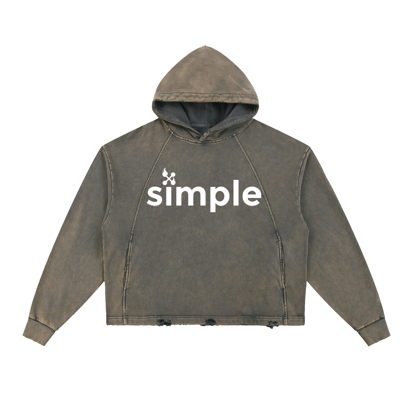 Vintage Washed Frayed-Hem Hoodie